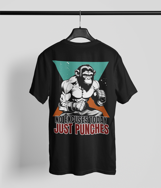 NO EXCUSES TODAY JUST PUNCHES MONKEY PLAYERA DEPORTIVA