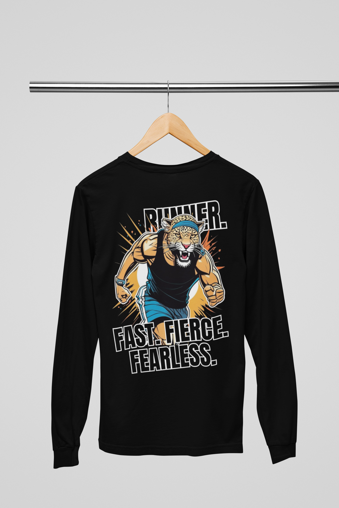 RUNNER FAST FIERCE LEOPARD PLAYERA MANGA LARGA