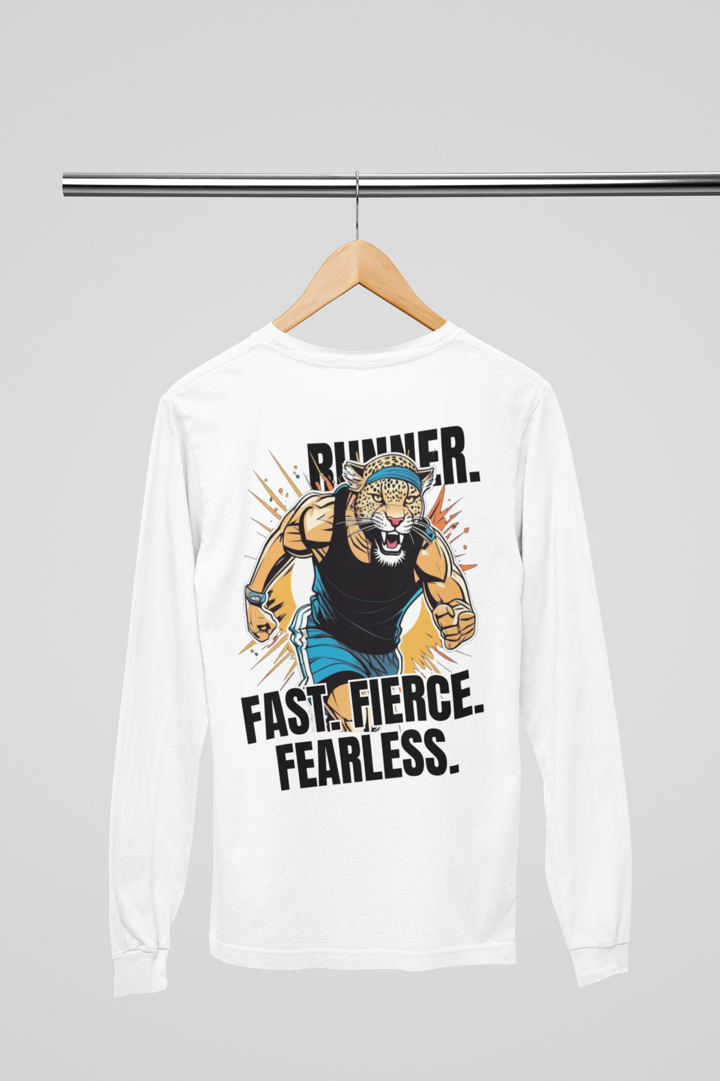 RUNNER FAST FIERCE LEOPARD PLAYERA MANGA LARGA