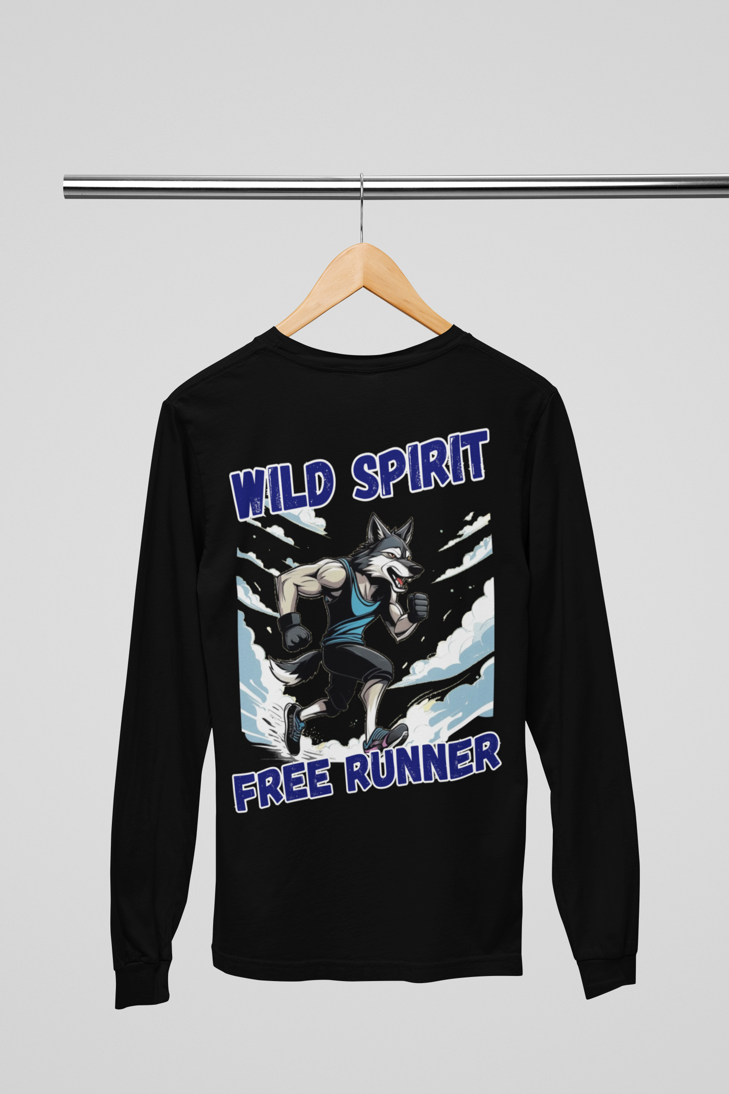 WILD SPIRIT FREE RUNNER WOLF PLAYERA MANGA LARGA