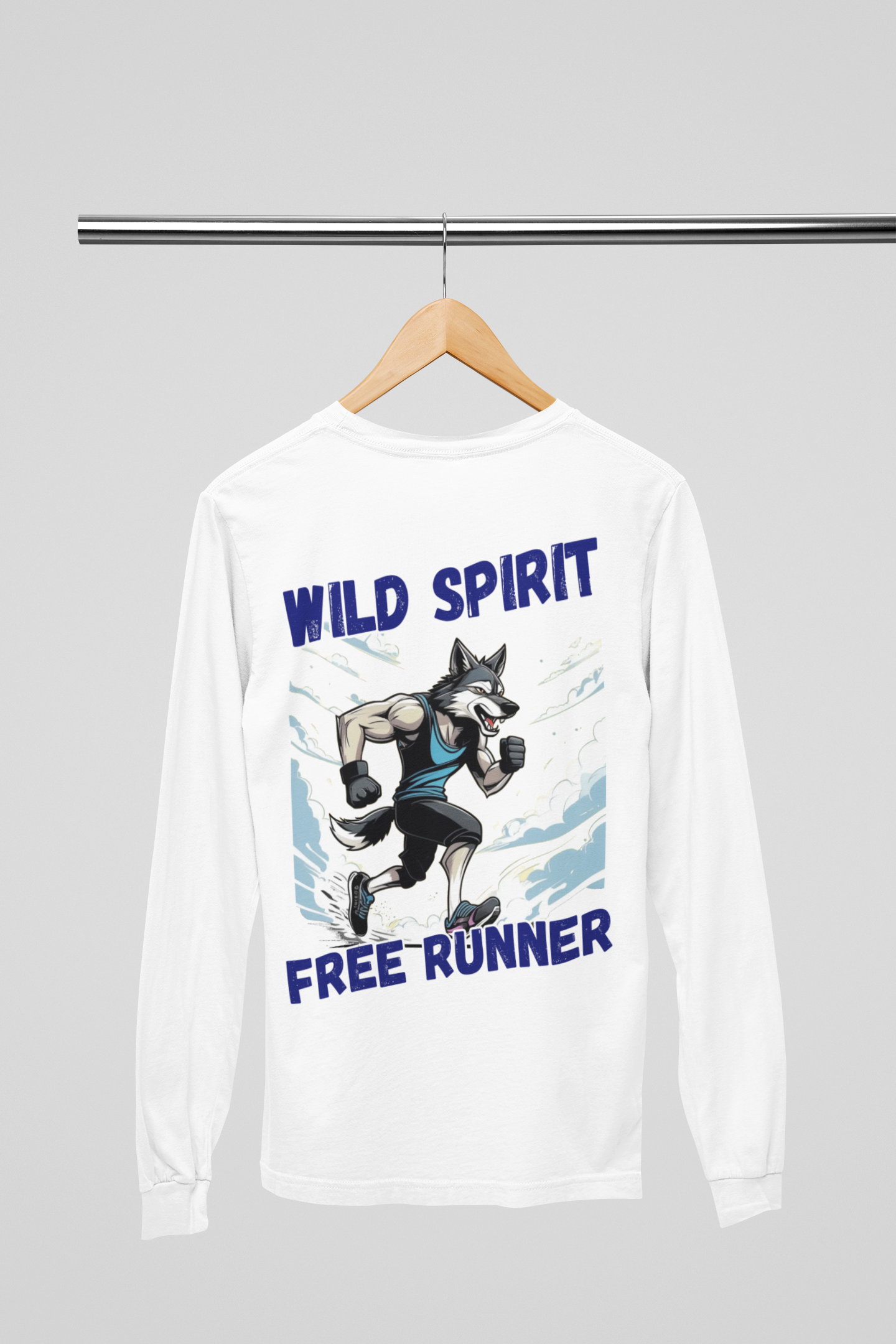 WILD SPIRIT FREE RUNNER WOLF PLAYERA MANGA LARGA