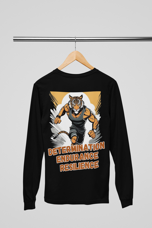 DETERMINATION ENDURANCE RESILIENCE TIGER PLAYERA MANGA LARGA