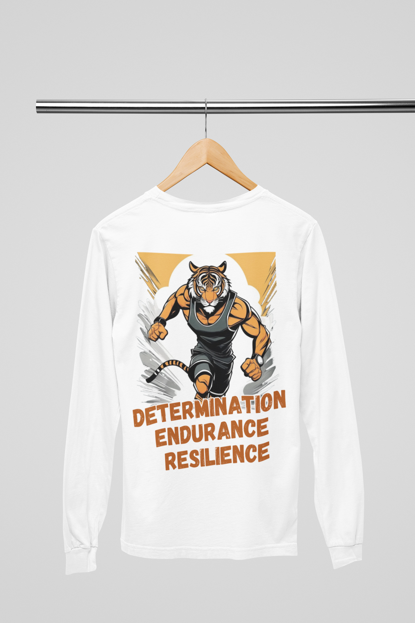 DETERMINATION ENDURANCE RESILIENCE TIGER PLAYERA MANGA LARGA